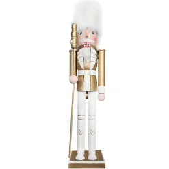 New Christmas Forever NUTCRACKER WOODEN STANDING 20″ WHITE/GOLD