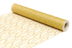 Hot Christmas Forever ORGANZA 14″ X 5 YDS GOLD GLITTER PATTERN