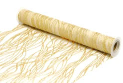 Outlet Christmas Forever ORGANZA 14″ X 5 YDS GOLD GLITTER VEINING