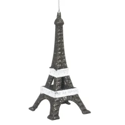 Best Christmas Forever ORN BLACK/WHITE EIFFEL TOWER 5.7″ W/ GLTR.