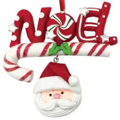 Sale Christmas Forever ORN CANDY CANE CLAY DOUGH “NOEL” 4.5″X4″ W/ SANTA