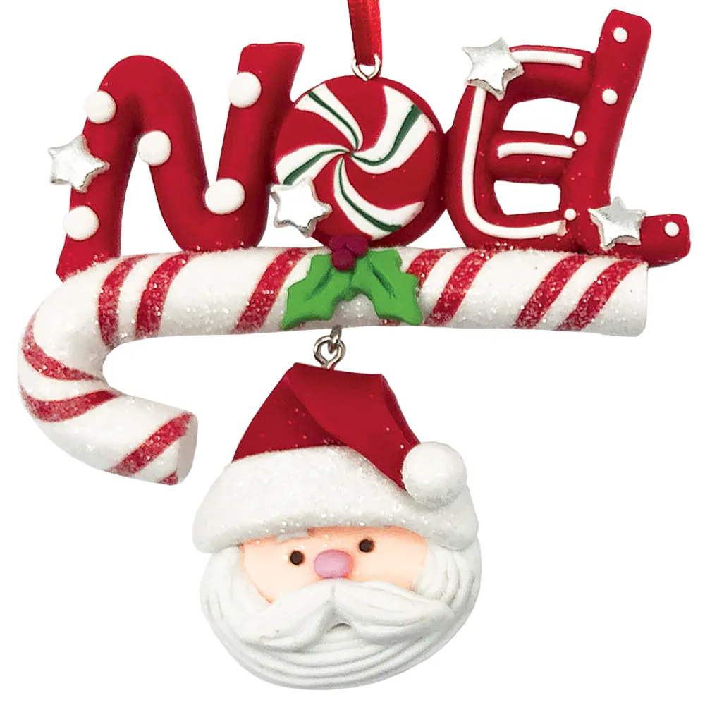 Sale Christmas Forever ORN CANDY CANE CLAY DOUGH “NOEL” 4.5″X4″ W/ SANTA