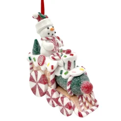 Outlet Christmas Forever ORN CANDY CANE SNOWMAN ON TRAIN 3.5″ CLAY DOUGH