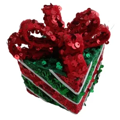 New Christmas Forever ORN CANDY GIFT BOX 4″ RED/GREEN SEQUINS
