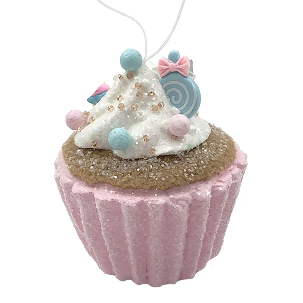 Outlet Christmas Forever ORN CANDY SPRINKLE CUPCAKE 3″ PINK/COLORFUL GLITTER