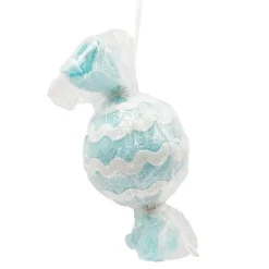 Discount Christmas Forever ORN CANDY SPRINKLE SWEET 4″ ICE BLUE W/ GLITTER & LACE