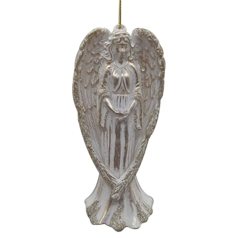 Best Christmas Forever ORN CHAMPAGNE/ WHITE ANGEL 5″ W/GLITTER