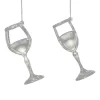 Best Christmas Forever ORN CLEAR PEARL WINE GLASS 4.5″ W/ ICE WHITE GLITTER, 2 ASSTD.
