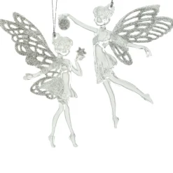 Best Christmas Forever ORN CLEAR/SILVER FAIRY 6″ W/ BRIGHT SLVR GLTR 2/S