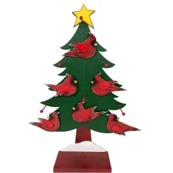 Christmas Forever ORN DSP WOODEN CARDINAL RED 3.3″ W/ DISPLAY 6/S