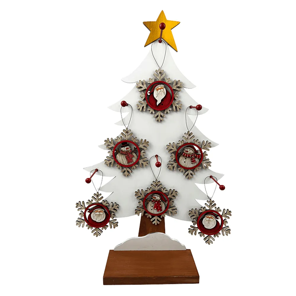 Sale Christmas Forever ORN DSP WOODEN SNOWFLAKE SANTA/SNOWMAN 4.5″ W/TREE DISPLAY 6 ASSTD.