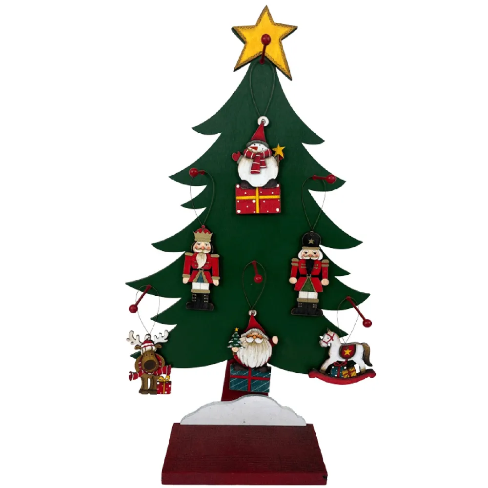 Discount Christmas Forever ORN DSP WOODEN SNOWMAN | NUTCRAKER & MOOSE & SANTA & HORSE 5″ 6/S W/ DISPLAY