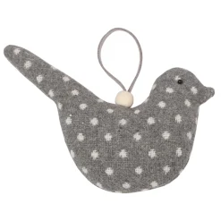 Outlet Christmas Forever ORN FABRIC BIRD 3.5″ GREY WITH DOTS