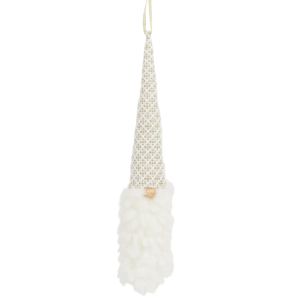 Best Christmas Forever ORN FABRIC GNOME 13″ IVORY/GOLD