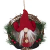 Discount Christmas Forever ORN FABRIC GNOME IN WREATH 6″ RED/ GRN PLAID SHIRT & PINE NEEDLE W/ BERRIES