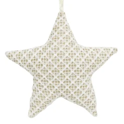 Online Christmas Forever ORN FABRIC STAR 4.5″ CREAM/GOLD