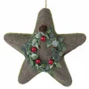 Clearance Christmas Forever ORN FABRIC STAR 6.75″ FELT MOSSY GREEN FELT W/ WREATH