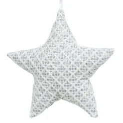 Best Christmas Forever ORN FABRIC STAR 4.5″ WHITE/SILVER