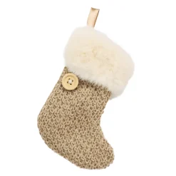 Discount Christmas Forever ORN FABRIC STOCKING FUR CUFF 5″ BROWN/NATURAL W/ BUTTON