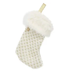 Discount Christmas Forever ORN FABRIC STOCKING FUR CUFF 5″ IVORY/GOLD W/ BUTTON