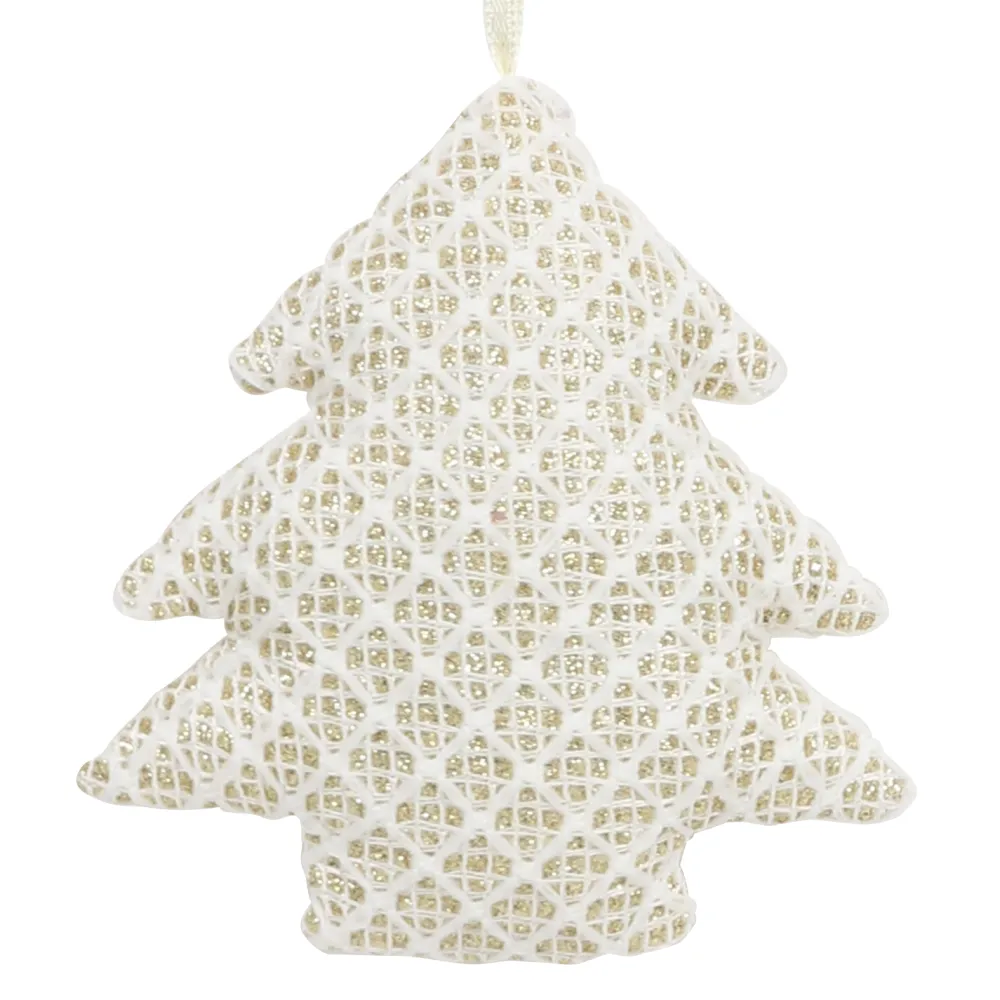 Clearance Christmas Forever ORN FABRIC TREE 4″ CREAM/GOLD