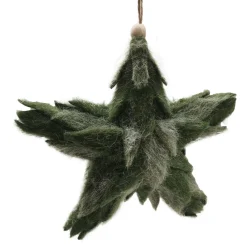Clearance Christmas Forever ORN FELT STAR GREEN 7.5″ FROSTED LOOKED
