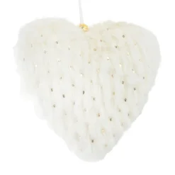 Outlet Christmas Forever ORN FUR HEART 4″ IVORY/GOLD