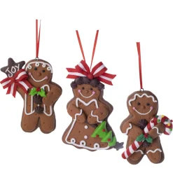 Online Christmas Forever ORN GINGERBREAD MAN & GIRL RESIN 4″ W/ CANDY CANE, TREE 3/S