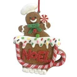Hot Christmas Forever ORN GINGERBREAD MAN ON A CUP 4.6″ CLAY DOUGH