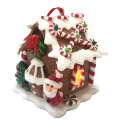 Online Christmas Forever ORN GINGERBREAD MINI HOUSE 3.3″ W/ LED (YELLOW) CLAY DOUGH