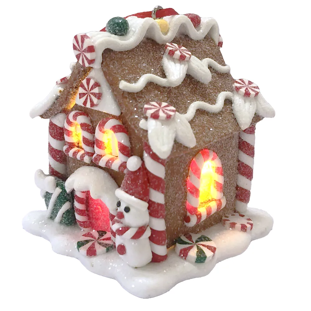 Clearance Christmas Forever ORN GINGERBREAD MINI HOUSE 3.3″ W/ LED (YELLOW) CLAY DOUGH