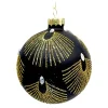 Outlet Christmas Forever ORN GLASS BALL 3″ BLACK MATTE W/ FEATHER PATTERN GLITTER & JEWELS