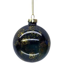 New Christmas Forever ORN GLASS BALL 3″ BLACK SHINY W/ GOLD SPRINKLE