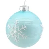 Outlet Christmas Forever ORN GLASS BALL 3″ BLUE- LIGHT W/ WHITESNOWFLAKES