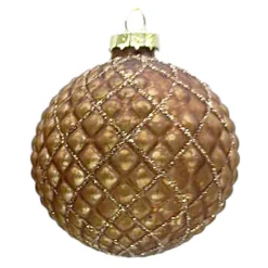 Clearance Christmas Forever ORN GLASS BALL 3″ BROWN MATT DIAMOND W/ GLITTER