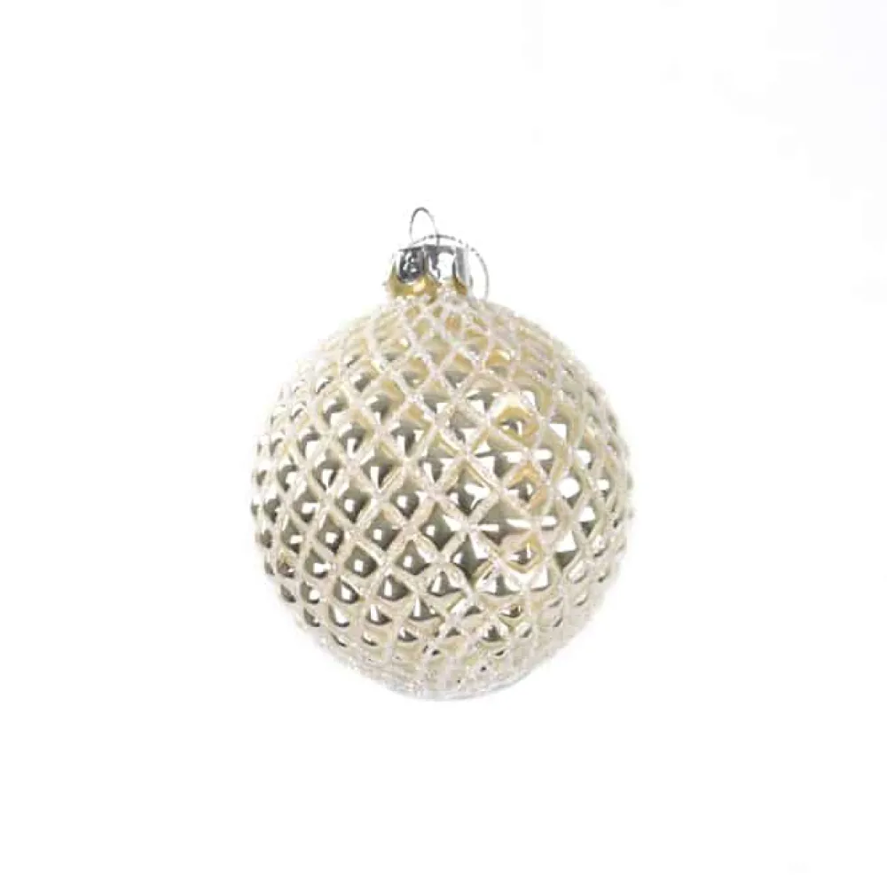 Sale Christmas Forever ORN GLASS BALL 3″ CHAMPAGNE W/ DIAMOND PATTERN