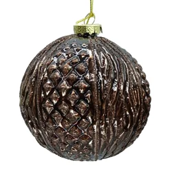 New Christmas Forever ORN GLASS BALL 4″ CHOCOLATE W/ GLITTER