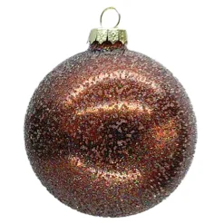 Clearance Christmas Forever ORN GLASS BALL 3″ CHOCOLATE W/ GLITTER