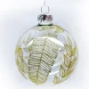 Hot Christmas Forever ORN GLASS BALL 3″ CLEAR W/ GOLD GLITTER LEAF PATTERN
