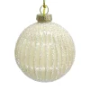 Outlet Christmas Forever ORN GLASS BALL 3″ CREAM PEARL MELON W/ GLITTER