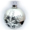 Outlet Christmas Forever ORN GLASS BALL 3″ GOLD SILVER MATTE W/ GLITTER SNOWFLAKE WITH BEADS