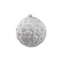 Clearance Christmas Forever ORN GLASS BALL 3″ GRAY STONE W/ BUBBLE FINISH