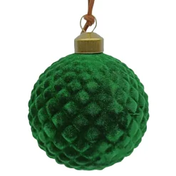 Sale Christmas Forever ORN GLASS BALL 3″ GREEN EMERALD W/ DIAMOND FLOCKED