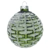 Christmas Forever ORN GLASS BALL 3″ GREEN FOREST WEAVE W/ FROSTING