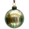 Clearance Christmas Forever ORN GLASS BALL 3″ GREEN MARBLE W/ GOLD