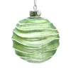 Clearance Christmas Forever ORN GLASS BALL 3″ GREEN MINT W/ WAVE ICE GLITTER