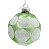 Christmas Forever ORN GLASS BALL 3″ GREEN MINT W/ CIRCLE ICE GLITTER