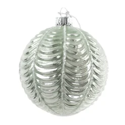 Discount Christmas Forever ORN GLASS BALL 3″ GREEN- SAGE W/ SCALLOP