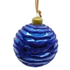 New Christmas Forever ORN GLASS BALL 3″ NAVY W/ WAVE FLOCKING