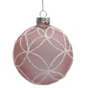 Best Christmas Forever ORN GLASS BALL 3″ PINF FROST FLORAL W/ WHITE GLITTER